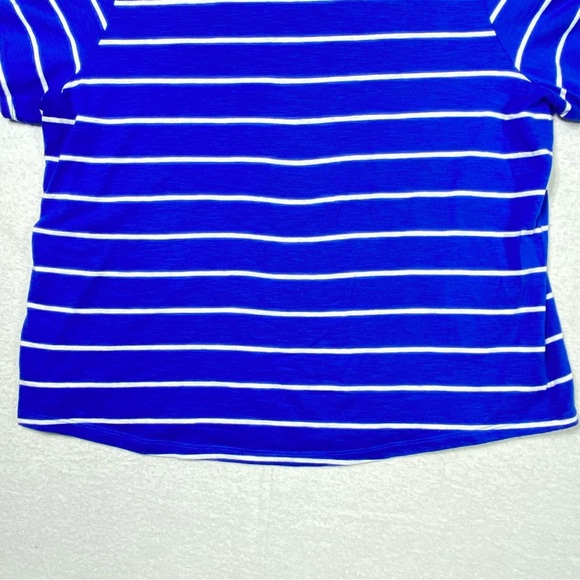 Sonoma Everyday Tee Women's 1X Blue White Striped Short Sleeve V Neck Casual Top - Picture 7 of 9